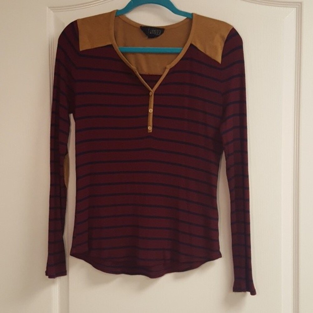 Sweet Wanderer Red Striped Henley Shirt